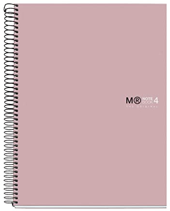 Miquelrius - Spiralblock A4, 120 Blatt in 4 Farben, 90 g/m² extraopakes Papier, 5-mm-Karo, laminierter Hartkartondeckel, 4-fach gelocht, Notebook The Original, Sand