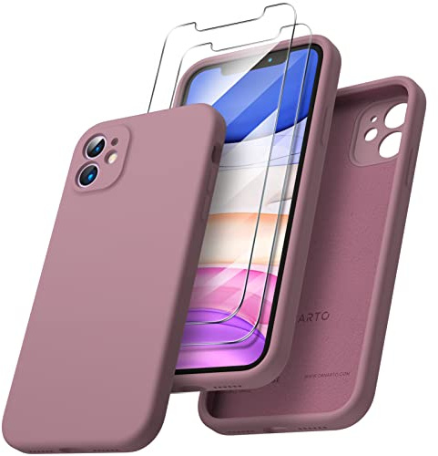 ORNARTO für iPhone 11 Hülle mit 2 Schutzfolien, Lila Flieder