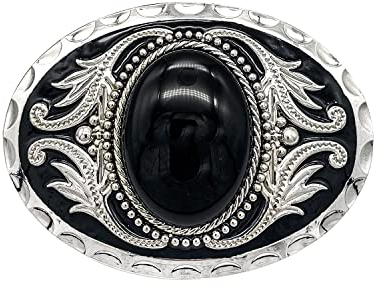 YOQUCOL Vintage American Western Cowboy Black Stone Belt Buckle for Men
