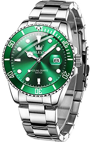 OLEVS Mens Watches Designer Calendar Dress Metal Stainless Steel Quartz Analog Waterproof Luminous Wrist Watch Gent Large