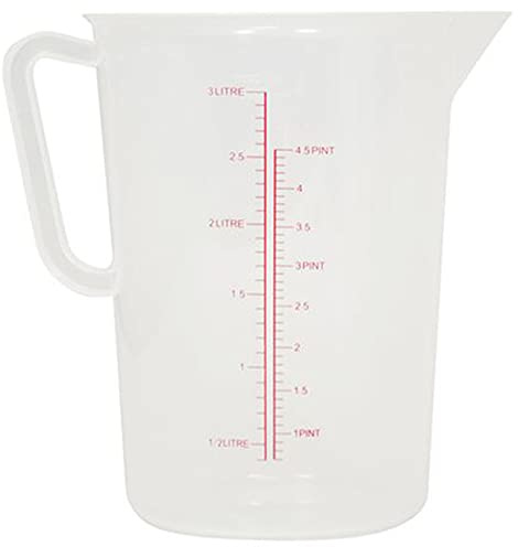 Polypropylen-Messbecher, transparenter Kunststoff, präzise Messung, perfekte schmale Stiel, verschüttungsfrei, Mehrzweckmehl, gemahlene Mandeln, spülmaschinenfest, 500 ml – 5 Liter Sucasa (3 Liter)