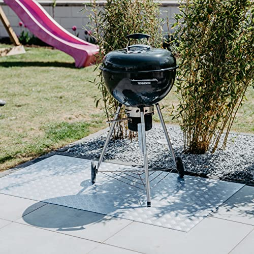 PROFOLIO Silber Grillunterlage Für Alle Grills - Bodenschutzmatte als Hitze- und Funkenschutz - Feuerfeste Grillmatte für Gasgrill, Elektrogrill und Holzkohlegrill - 220 x 80 cm - Größe Wählbar