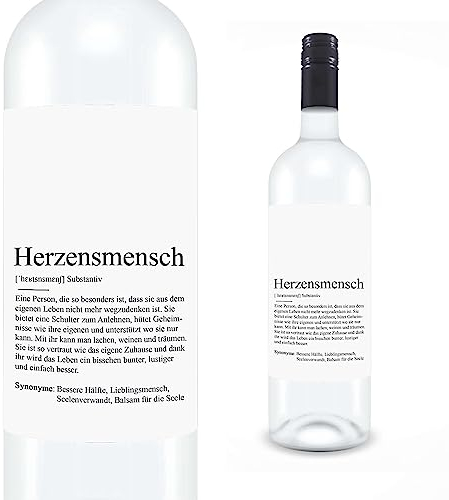 KAMEWI® Etikett HERZENSMENSCH Definition | Aufkleber für Weinflaschen | Geschenk Lieblingsmensch Kleinigkeit Mitbringsel