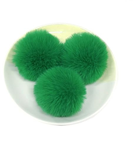 Wambere 30 Stück 5cm Pompons Kunstfell Bommel Farbiger Fellknäuel mit Elastischer Schlaufe für DIY Basteln Weihnachtsdekoration Tischdekoration Geburtstagsdeko Kleideraccessoires,Grün