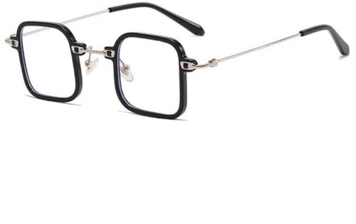Retro Quadratische Brillengestelle Männer Frauen Beschichtung Computer Brillen Damen Optische Sonnenbrille Frauen UV400, Gold Schwarz, Einheitsgröße