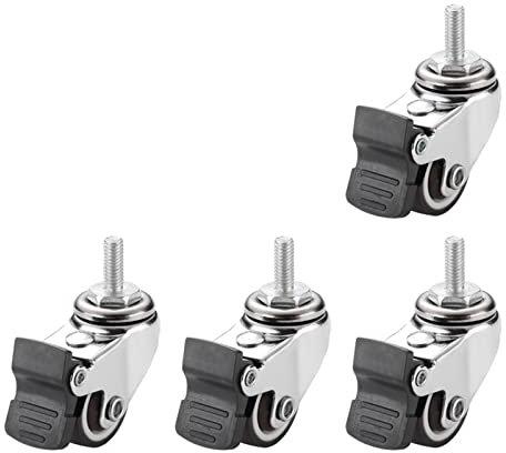WIPPWER 4 Uds vástago Giratorio roscado s, Repuesto de Rueda silenciosa TPE de 1 Pulgada for carros, Cama de bebé, Muebles, gabinete, Ruedas de Mesa