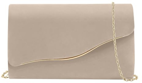Clutch Purses for Women Evening Bag Faux Suede Formal Party Wedding Cocktail Prom(Nude)