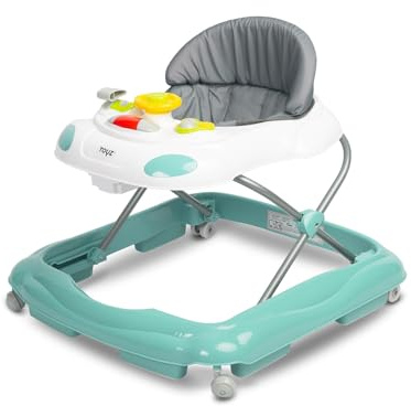TOYZ - Cario Baby Walker - Baby Lauflernhilfe ab 6 Monate bis 12 kg - Lauflernwagen für Kinder mit Motiv Auto - mit weichem Sitz und Musik - Höhenverstellbar, Klappbar - 65 x 60 x 54 cm - Minze
