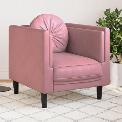 KOIECETA Sessel Polstersessel mit Kissen Relaxsessel Sofa für Wohnzimmer Loungesessel Fernsehsessel Polstersofa Modern Rosa Samt