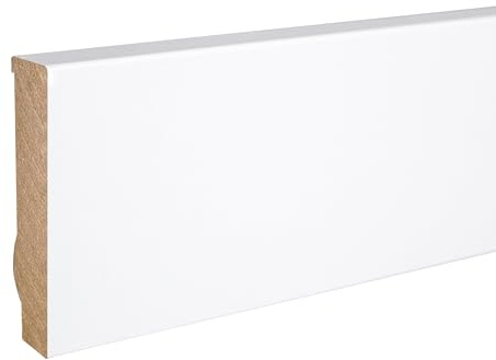 Sockelleiste MDF 16 x 70 x 2500 mm MDF-Kern foliert Weiß zum Kleben, Schrauben & Nageln Fußleiste by PROVISTON 62.5 Meter | 25 Stück