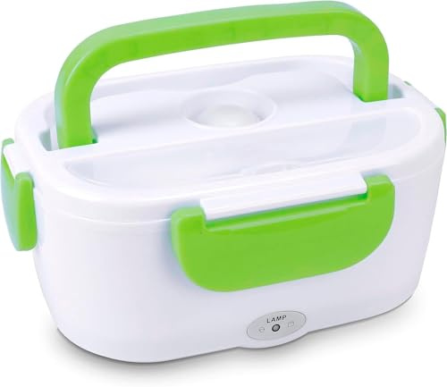 DISPAU Fiambrera Eléctrica Portátil 2 en 1 Para Casa y Coche, Ecológica, 40W, Hermética, Calentador de Comida con Compartimento para Cubiertos (SIN BOLSA)
