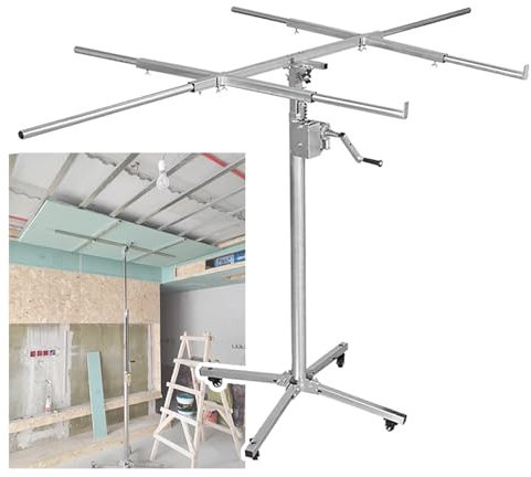 plattenheber rigips 10,5 ft 12 ft Trockenbau-Hebeplatten-Rollhebe-Wagenheber – Ein-Personen-Bedienung für Trockenbau-Platten-Hebevorrichtungen für Wände und Decken – stabile Blech-Wandheber mit Telesk