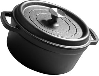 rockible Cast Iron Dutch Oven with Lid Sturdy,Kitchen Cookware,Skillet,Double Ear for Bread,Kitchen Baking Camping Housewarming Gifts, 10cm