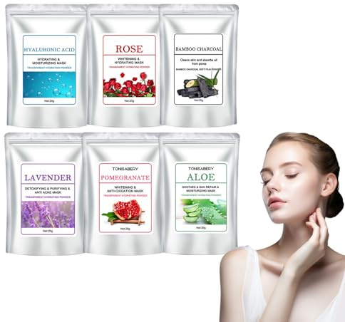 Eazerom 04 6pcs Gelee-Maskenpulver für Gesichtsbehandlungen, Peel Off Face Soft Mask Powder, für Reinigung Gesicht Naturkosmetik SPA-Qualität Reinigungsmaske für alle Hauttypen