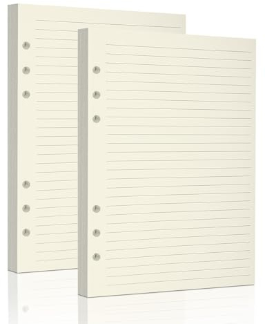 A5 Ruled Refills Inserts for 6-Hole Binder, 2 Packs Loose Leaf Planner Filler Paper,Planner Inserts (Beige Lined-160 Sheets, A5)
