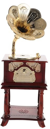BESTonZON Vintage-spieluhr Mit Retro-design Klassische Tischdekoration Als Grammophon-form Handliches Musikinstrument Mit Mechanischem Mechanismus Ergänzung Für Schreibtisch Oder Sammler