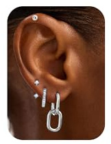 VIDONIO 4 Paar Ohrringe Silber 925 Für Damen, 14K Vergoldet Hypoallergen Ohrringe Set Stapelbar AAA+ Zirkonia Ohrstecker Schlafen Knorpel,Creolen Gold Für Mehrere Piercings Damen Schmuck