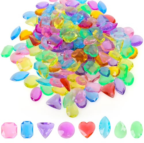 Fzyisw Acryl Diamanten Kinder 100 Stück Bunt Diamanten Kinder, Edelsteine, Edelsteine für Kindergeburtstag, Kristalle, Diamanten-Deko für Hochzeit, Tischdeko, Vasen, Schatzsuche (zufällig)