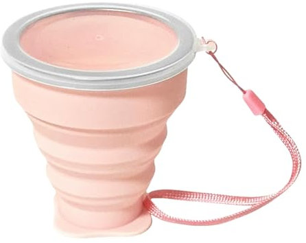 CUAJHNPX gobelet Pliable Tasse Pliante De Voyage Portable Qualité Alimentaire Télescopique Bouche-rose-200 ML