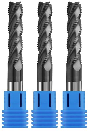 Zorqon 3Pcs 1/2 Carbide Roughing End Mill, 4 Flute End Mill Bits for Steel, ALCrSiN Nano Coated CNC Router Bit, 35 Degree Helix Milling Cutter