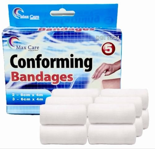 Conforming Bandages, Pack of 5, 2 x 8cm x 4m and 3 x 6cm x 4m, Mixed Sized