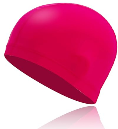 Nevoluxer Bonnet de Bain Rose Foncé Homme & Femme – Bonnet Piscine en Tissu Souple | Bonnet de Bain Élastique | Swimming Cap pour Piscine & Eau Libre