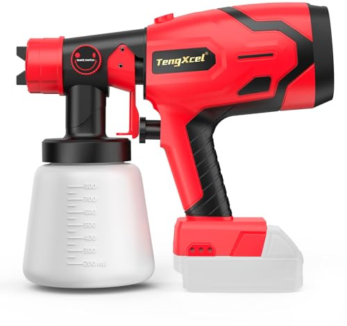 Paint Sprayer for Milwaukee 18V Battery - 600W HVLP Spray Gun with Brushless Motor, 1000ml Large Capacity Bottle & 4 Copper Nozzle for Fences, Ceilings, Furniture, DIY & House Painting (No Battery)