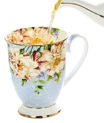 WUJIHE Tasse à café en porcelaine anglaise 300 ml - Peinture florale - Cadeau créatif - Cérémonie du thé vintage (bleu)