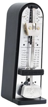 Mechanisches Metronom mit lautem Klang, 40–208 BPM Reichweite, batteriefreier Betrieb für Klavier, Gitarre, Violine, Schlagzeug, Praxis, Schwarz