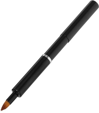 Pincel de Labios Portátil Telescópico Negro de Aluminio y Fibra | Aplicador de Lápiz Labial, Cepillo Cosmético para Viaje y Exterior, Uso para Novatos y Maquilladores