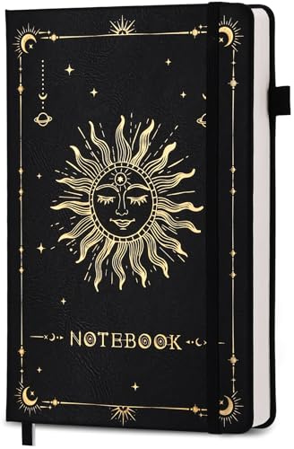 Thboxes Notizbuch A5 Dotted, Hardcover Journal Buch 180 Blatt/360 Seiten Notebook Tagebuch mit 100gsm Dickem Papier Stifthalter Innentasche für Schule Arbeit, 14,5 x 21 cm - Schwarz