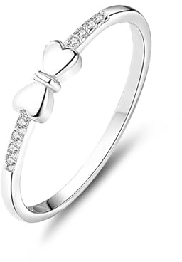 Stfery Schleife Diamantring Platin, Stapelring Damen Echt Gold Gr.54