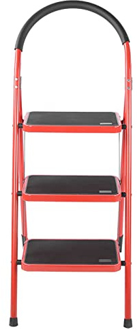 RASTKY Scaletta Pieghevole Multifunzionale con Pedale Antiscivolo Sgabello a 3 Gradini, Scaletta Stabile in Ferro per Arrampicata Domestica, 320 Libbre