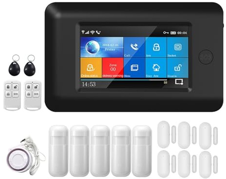 House Alarms Security System Wireless Home WiFi 3G Alarm System Burglar Security APP Control With Motion Detector Sensor RFID Card Smart Kit(G1.)