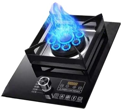 THEGA Fornello A Gas da 5,2 KW, Stufa A Gas da Campeggio con Accensione Automatica, Fornello da Cucina, Griglia per Pentole in Ghisa con Vetro Temperato, Protezione Antispegnimento(LPG)