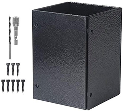 PAMINGONO Protector Ajustable para Poste de Buzón de Acero Inoxidable, Base Metálica para Barandilla y Cerca, Soporte Resistente para Jardín y Exteriores, Kit de Protección para Postes