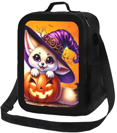 Lonchera con forma de calabaza de Halloween y sombrero de bruja, bolsa térmica reutilizable a prueba de fugas para hombres y mujeres, ideal para la oficina, el trabajo, la escuela, la playa o para via