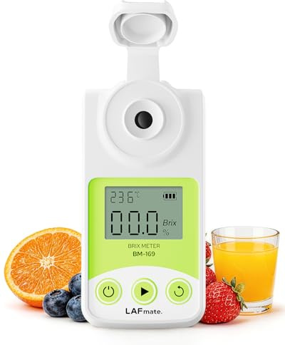 LAFMATE Digitales Refraktometer 0-55% Brix mit ATC, Brix Refraktometer für Weinherstellung und Home Brewing, Zuckergehalt Messgerät für Kaffee, Saft, Obst und Bier