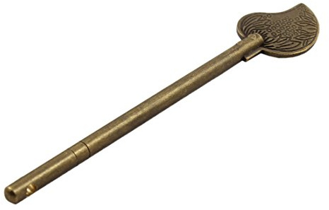 sourcingmap Metal Household Chinese Leaf Style Cabinet Key Latch Door Bolt Locking Pin Bronze Tone