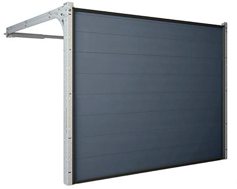 HORI Garagentor mit Antrieb und Handsender I Sektionaltor gedämmt I viele Größen wählbar I Woodgrain I M-Sicke - Anthrazit RAL 7016,RAL 9016 - Größe 2375 mm x 2000 mm