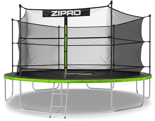 ZIPRO Trampolin Outdoor Kinder Kindertrampolin Rechteckig Bodentrampolin für Garten Gartentrampolin Eckig Groß mit Netz Sicherheitsnetz Innen Springmatte und Leiter Stabil Rahmen – JumpProIn 435 cm