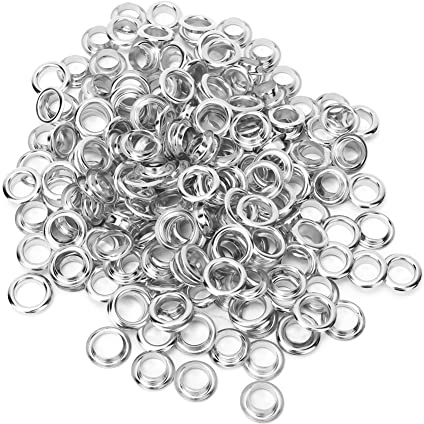 Genomföringssats Runda Hålnitar Metallöglor Nitar Mässingögla 100 Set 8 Mm för Skor Väska Klädtillbehör(Silver)