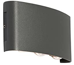 Qazqa led Modern außen Up and Down Wandleuchte, Außenlampe, Wandlampe für den Garten - Silly - Dunkelgrau, inkl. 6W integrierter LED, 17cm, IP54, 6-flammig