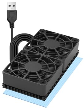 PANO-MOUNTS 80mm 2X 4010 Ultra-Thin Silent USB Radiator Fan with 5mm Aluminum Heat Sink and Thermal Pad for Graphics Cards, Router, HDD, 3D Printer