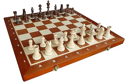 Großartig Tournament Schach Spiel Set NO. 6 | Master Of Chess | Edles Schachbrett Groß 54 x 54 cm | Mahagoni und Sykomore Schachspiel Holz Hochwertig - Staunton Chess Set für Alle