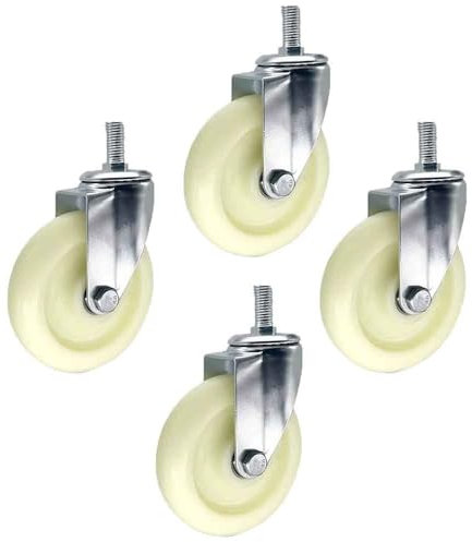 ZYBOWAYL 75/100/125mm Möbelrollen aus Nylon M14 Gewinde Universal Schwenkrollen 4 Stück Strandkorbrollen mit Bremse für Schwere Ausrüstung (Color : Swivel, Size : 75mm)