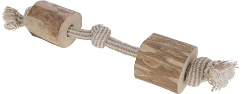 Kerbl Pet Kaffeeholz-Hantel für Hunde | 35 cm, splitterarmes und koffeinfreies Kaffeeholz mit Jute und Baumwolle, unterstützt die natürliche Zahnpflege