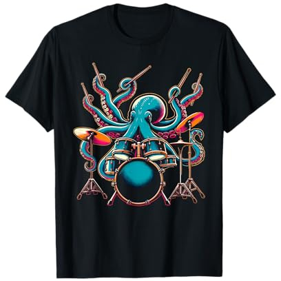 Octopus Drums Schlagzeuger Novelty Music Lover Lustiger Schlagzeuger T-Shirt