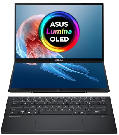 ASUS Zenbook Duo OLED UX8406CA-QL078W - Ordenador Portátil 14 WUXGA 120Hz (Intel Core Ultra 9 285H, 32GB RAM, 1TB SSD, ARC 140T, Windows 11 Home) Pantalla táctil, Gris - Teclado QWERTY español