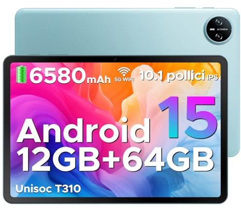 DOOGEE Tab A9 Android 15 Tablet 10 Pollici, 12(3+9) GB RAM + 64GB ROM (TF 2TB), 6580mAh Batteria, 5G+2.4G WiFi, 1280 * 800 IPS, BT5.0, 5MP+8MP, Tablet in Offerta Unisoc T310 Quad Core/OTG/Face Unlock
